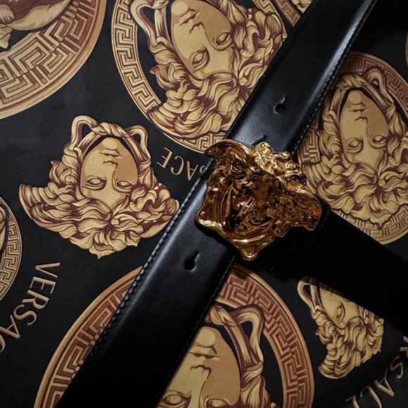 Versace Palazzo Belt Medusa Head Gold Authentic